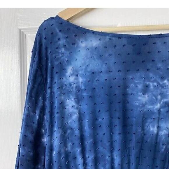 Torrid Tea-Length Chiffon Clip Dot Blue Tie Dye Midi Dress Plus Size 1 1X new!!! - Picture 10 of 13